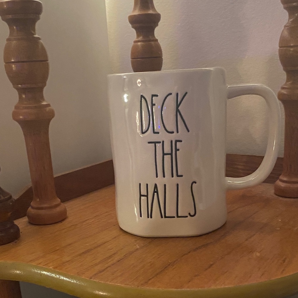 White Ceramic Mug with Deck The Halls